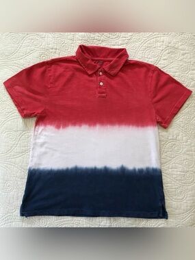 EUC Gymboree cotton polo shirt red white blue tie dye size XL 14